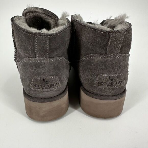 Ugg Koolaburra Boots Booties Sheepskin Suede Gray Tie Size 9 - Picture 7 of 7